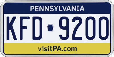 PA license plate KFD9200