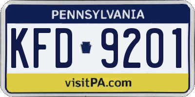 PA license plate KFD9201