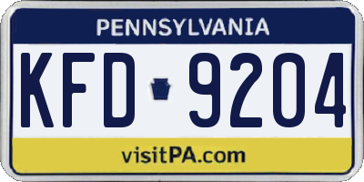 PA license plate KFD9204