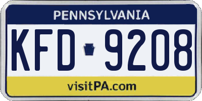 PA license plate KFD9208