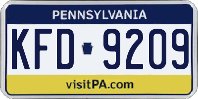 PA license plate KFD9209