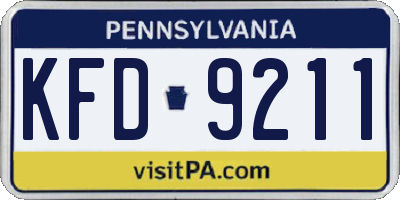 PA license plate KFD9211