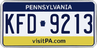 PA license plate KFD9213
