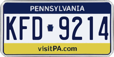 PA license plate KFD9214