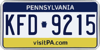 PA license plate KFD9215