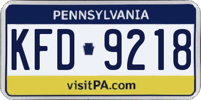 PA license plate KFD9218