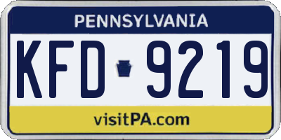 PA license plate KFD9219