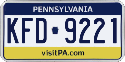 PA license plate KFD9221