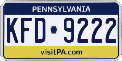 PA license plate KFD9222