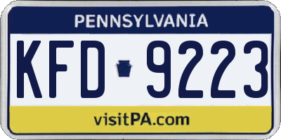 PA license plate KFD9223