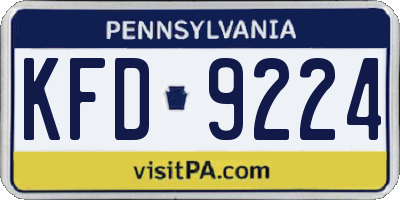 PA license plate KFD9224