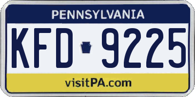PA license plate KFD9225