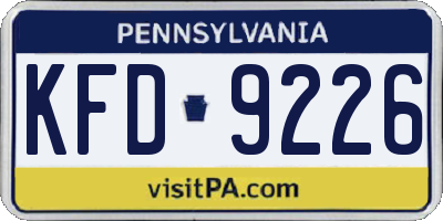 PA license plate KFD9226