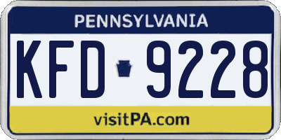 PA license plate KFD9228
