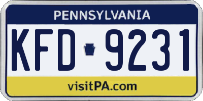 PA license plate KFD9231