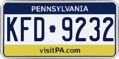 PA license plate KFD9232