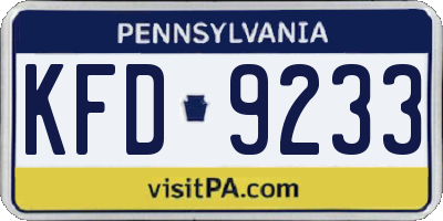 PA license plate KFD9233
