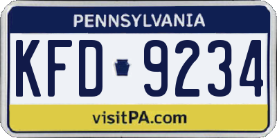 PA license plate KFD9234