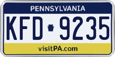 PA license plate KFD9235