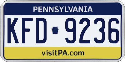 PA license plate KFD9236
