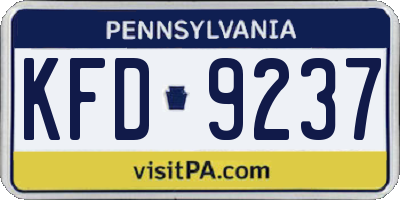 PA license plate KFD9237