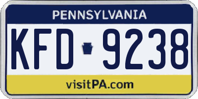 PA license plate KFD9238