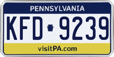 PA license plate KFD9239