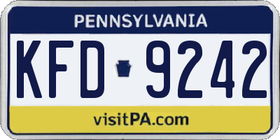PA license plate KFD9242