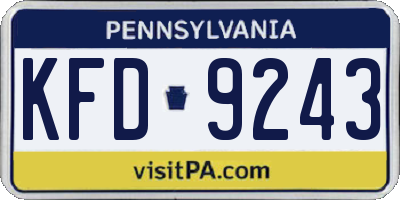 PA license plate KFD9243