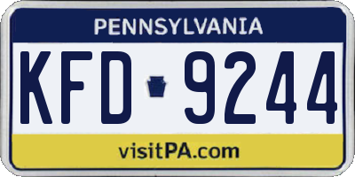 PA license plate KFD9244