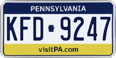 PA license plate KFD9247