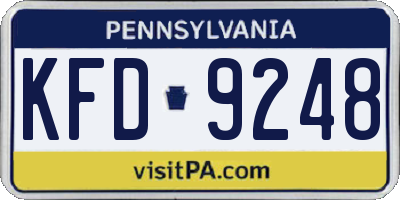 PA license plate KFD9248