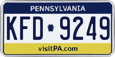 PA license plate KFD9249