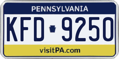 PA license plate KFD9250
