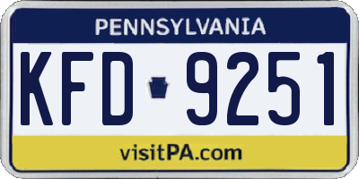 PA license plate KFD9251