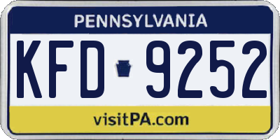 PA license plate KFD9252