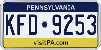 PA license plate KFD9253