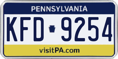 PA license plate KFD9254
