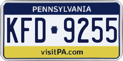 PA license plate KFD9255