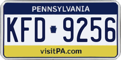 PA license plate KFD9256