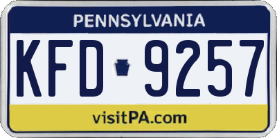 PA license plate KFD9257