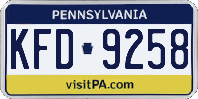 PA license plate KFD9258