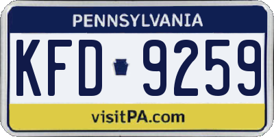 PA license plate KFD9259