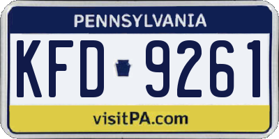 PA license plate KFD9261