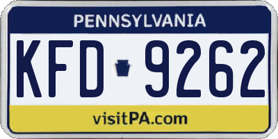 PA license plate KFD9262