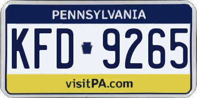 PA license plate KFD9265
