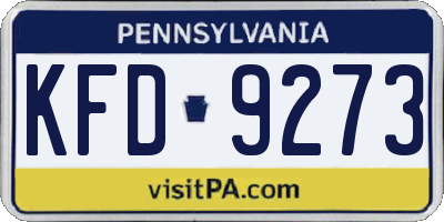 PA license plate KFD9273