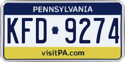 PA license plate KFD9274