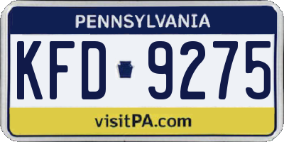 PA license plate KFD9275