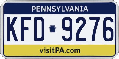 PA license plate KFD9276